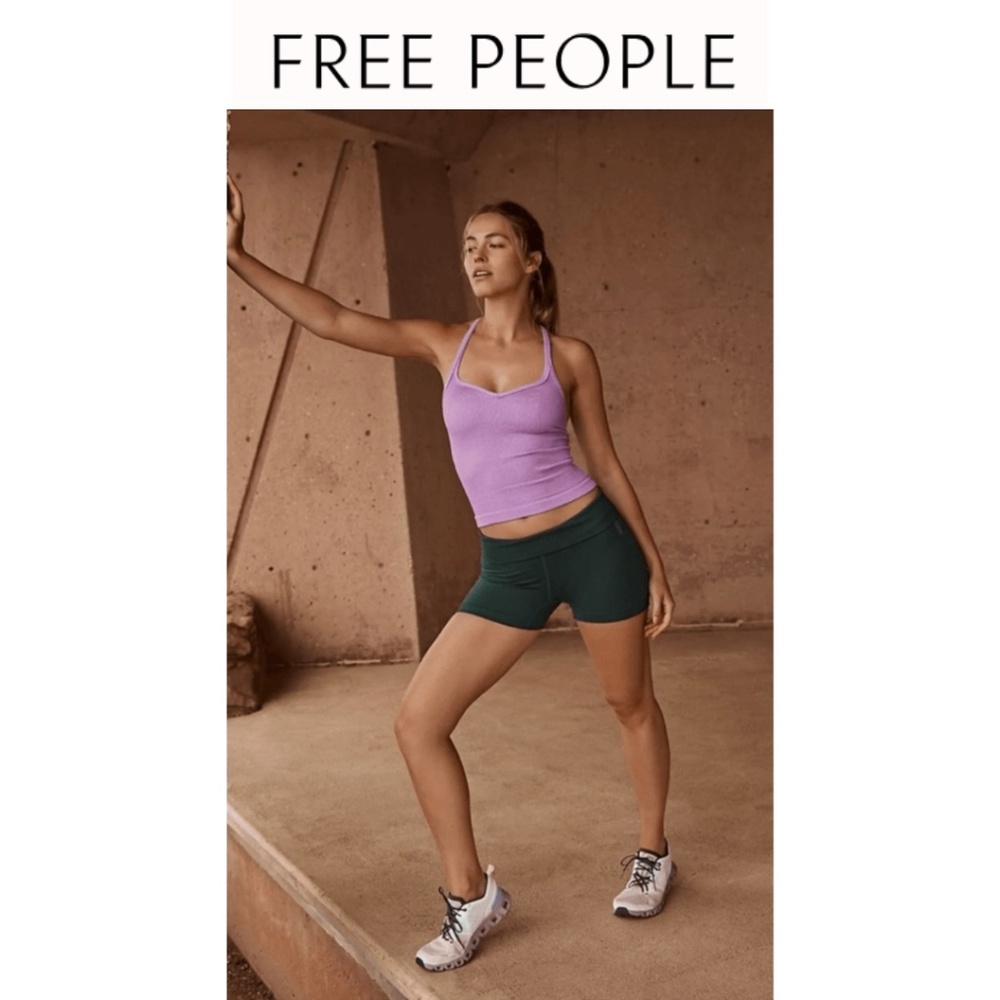 Free People Happiness Runs Sweetheart crop Tank METALLIC 🤘
